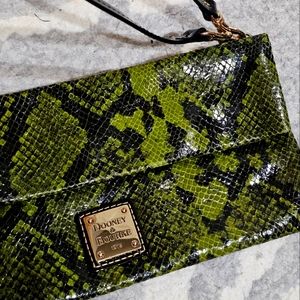 Dooney & Burke Faux Snake Fold Over Clutch Shoulder and Wristlet Bag